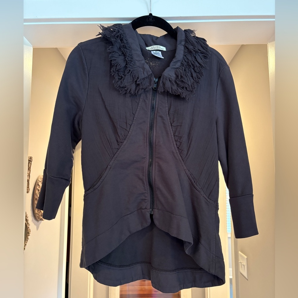 Prairie Underground Charcoal Fringed Blazer